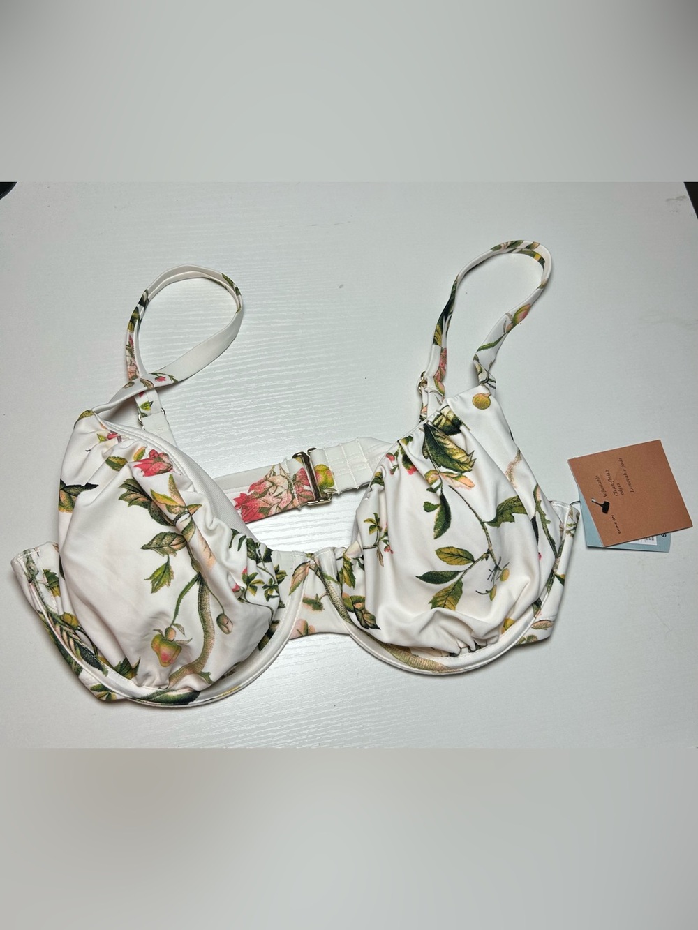 Shade & Shore underwire bikini top features a vibrant floral print Size 34DD